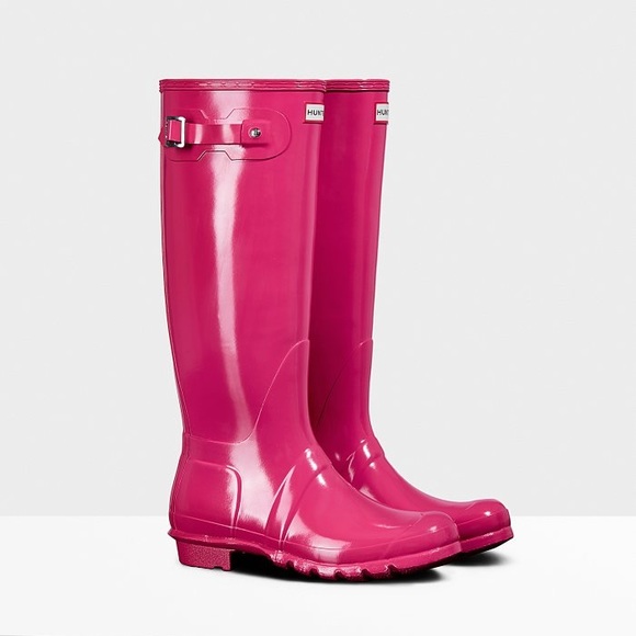 Hunter Shoes - Hunter Original Tall Gloss Rain Boot bright pink 6 Hunter Shoes - Hunter Original Tall Gloss Rain Boot bright pink 6